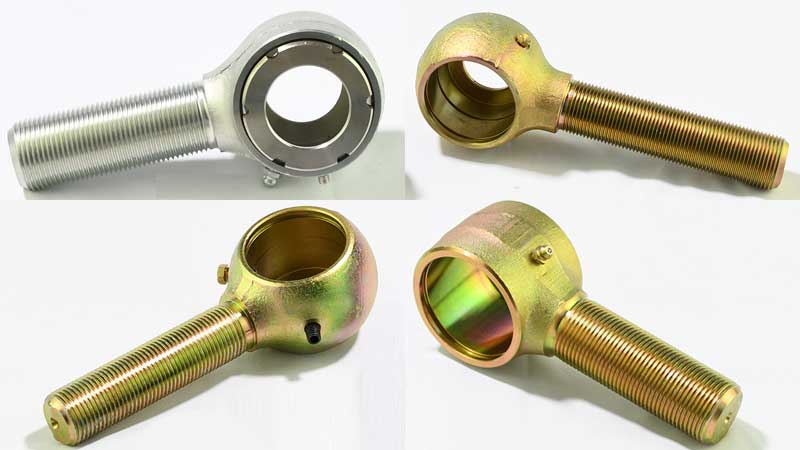 Several Johnny Joint housings made from forged steel, chromoly 4130, and stainless steel