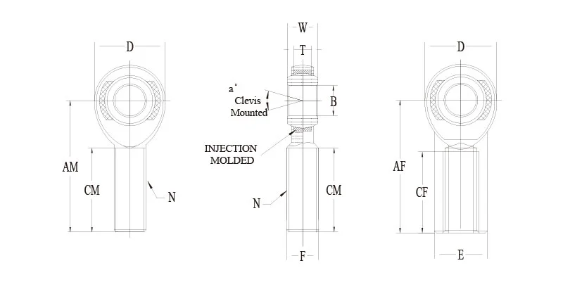 AM AF injection molded heim joint drawing