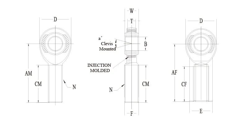 EXMR3 EXML3 0.1900 10-32 Carbon Steel Male Rod End 尺寸图纸