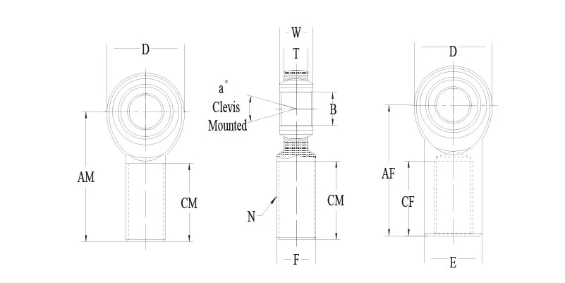 JM-M JF-M 系列公制 Rod End 技术图纸