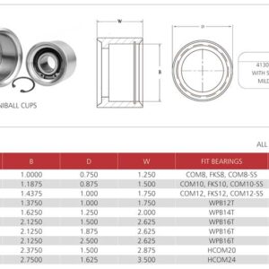 4130 Chromoly Uniball Cup for Uniball Joint