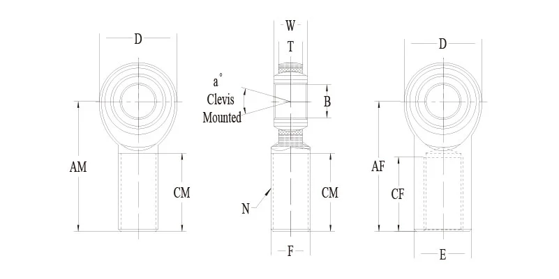 CM-M CF-M 系列公制 Rod End 技术图纸