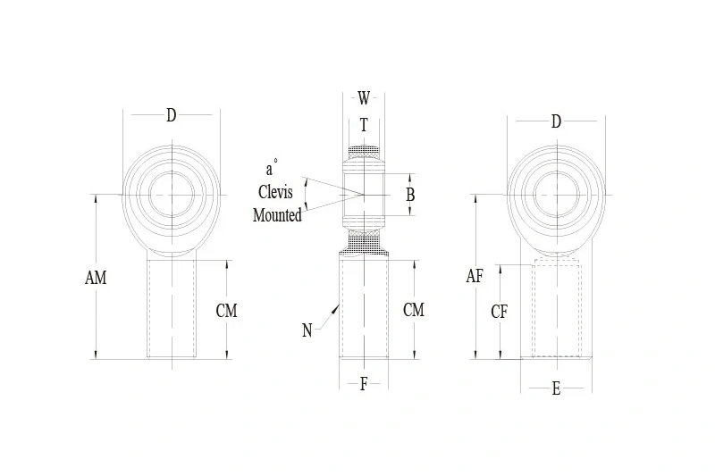 CM CF 两片式 Rod End 技术图纸