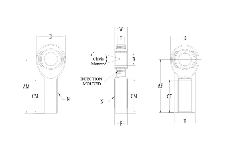 EXM EXF 系列碳钢 Rod End 技术图纸