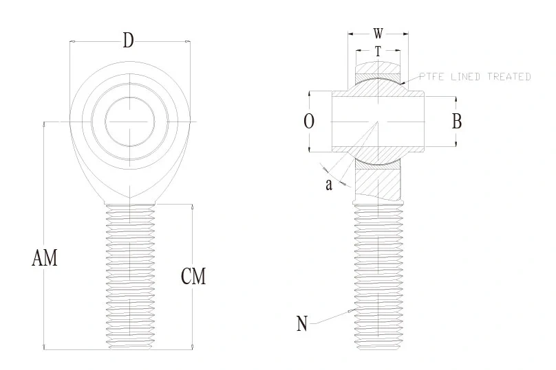 HJMX T 系列 Rod End 技术图纸