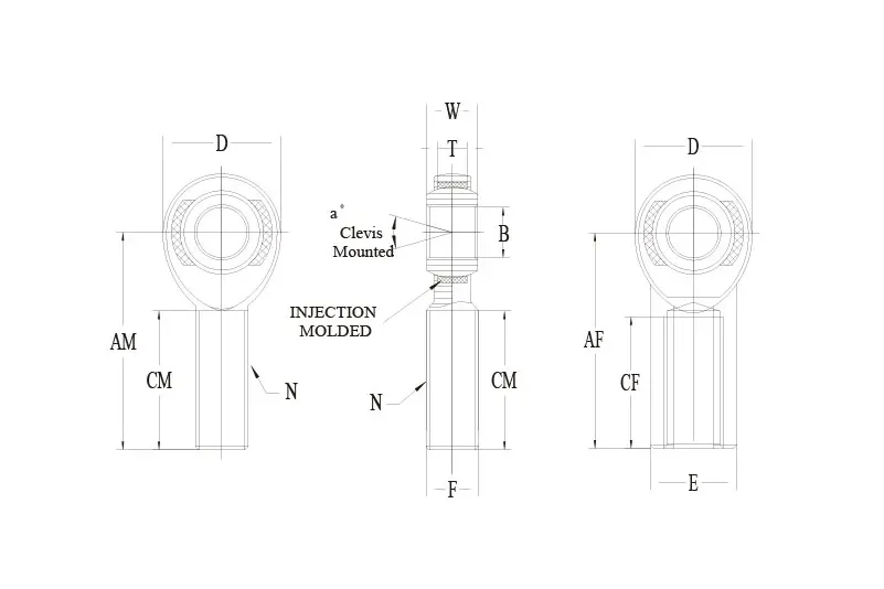 MXM MXF 系列公制 Rod End 技术图纸