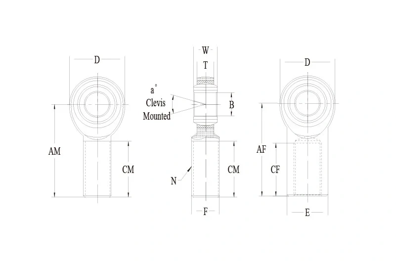 PM PF 系列 Rod End 技术图纸