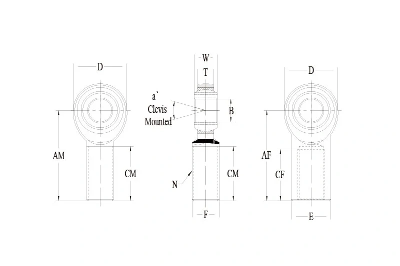 SCM T SCF T 系列不锈钢 Rod End 技术图纸
