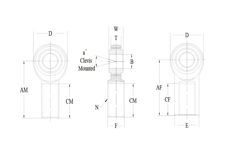 VM VF 系列 Rod End 技术图纸