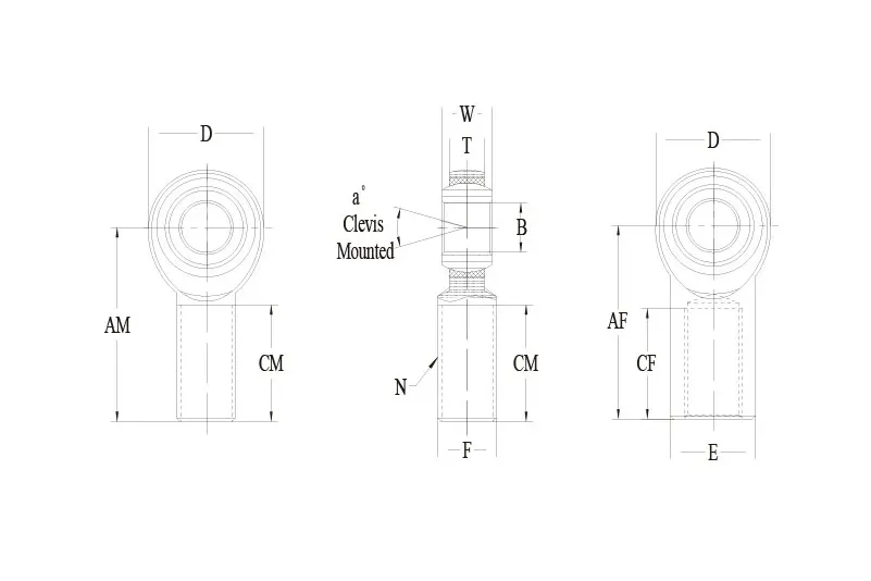 JMX-M JFX-M 系列公制 Rod End 技术图纸