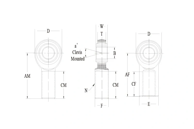 MPM MPF 系列公制 Rod End 技术图纸