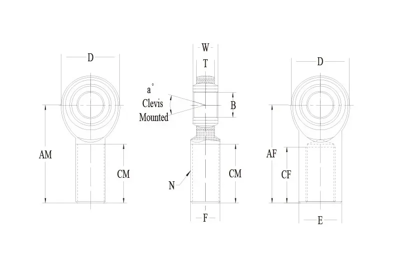 SCM-MT SCF-MT 系列公制 Rod End 技术图纸