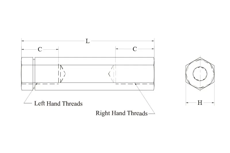 Turnbuckle Hex Bar 花篮螺栓六角杆技术图纸