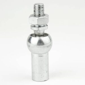 Chrome-plated ball joint stud with threaded top and hex nut