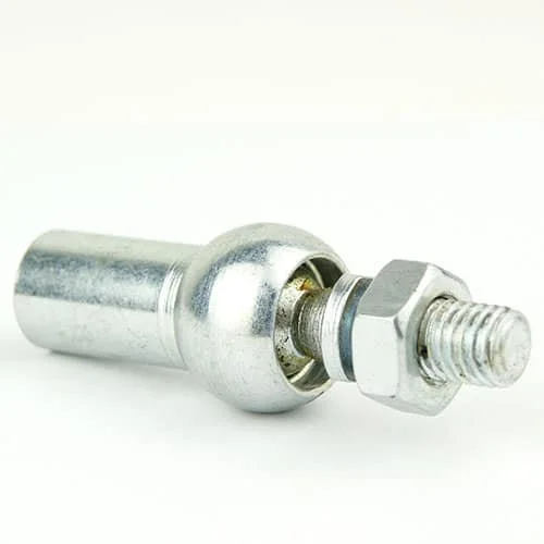 Metal adapter fitting with a male threaded end and hex nut on a white background.