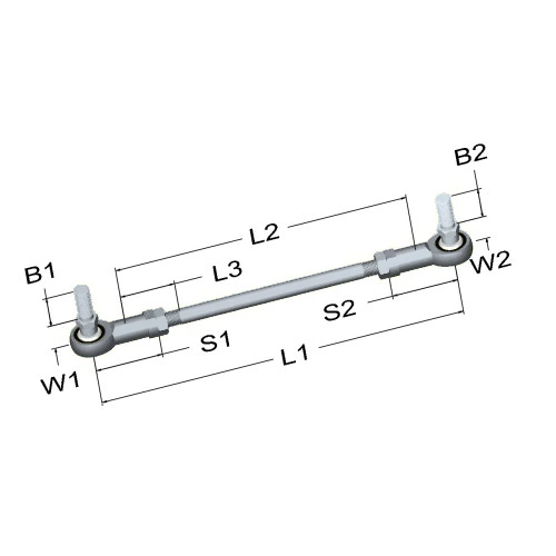 lcr-217-linkage-connecting-rod-21-50-in-3-8-24-rh-lh-thread-3-8-24-rod-end-stud-threads-steel-race